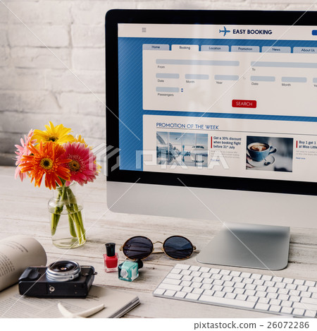 Computer Booking Flight Ticket Concept Computer Booking Flight Ticket Concept 26072286
