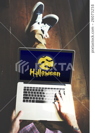 Halloween Bat Pumpkin Lantern Scary Graphic Concept 26073258