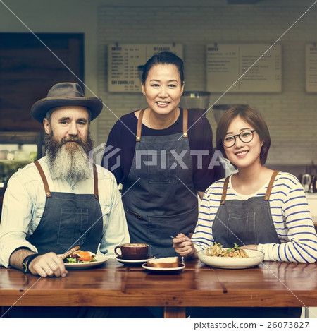 Family Eating Breakfast Together Coffeehouse Concept Family Eating Breakfast Together Coffeehouse Concept 26073827