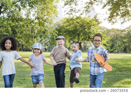 Casual Children Cheerful Cute Friends Kids Joy Concept 26073858