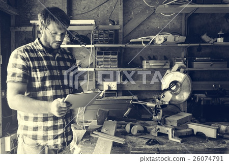 Carpenter Craftman Lumber Timber Woodwork Concept 26074791