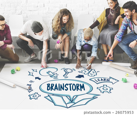 Ideas Outside Box Brainstorm Sketch Concept Ideas Outside Box Brainstorm Sketch Concept 26075953