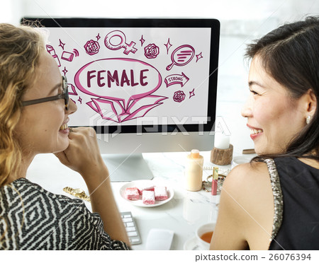 Feminine Icons Symbols Outside Box Sketch Concept Feminine Icons Symbols Outside Box Sketch Concept 26076394