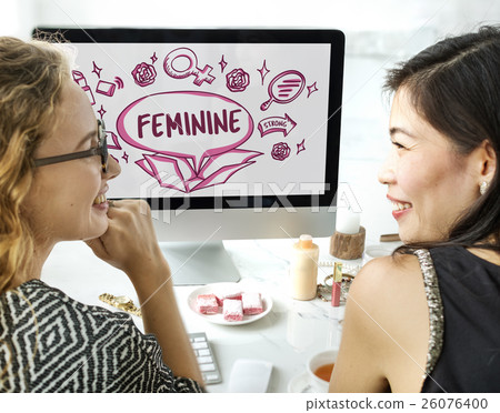 Feminine Icons Symbols Outside Box Sketch Concept Feminine Icons Symbols Outside Box Sketch Concept 26076400