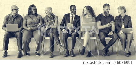 Diverse Group of People Community Togetherness Technology Sittin 26076991