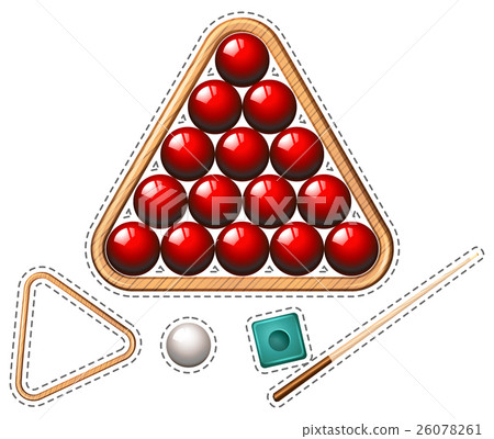 Pool set with red balls and stick 26078261