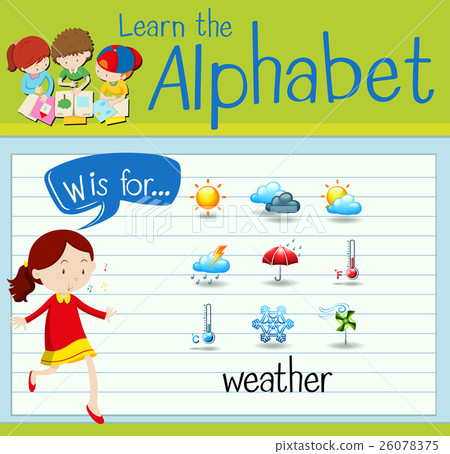 Flashcard letter W is for weather 26078375