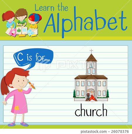 Flashcard letter C is for church 26078376