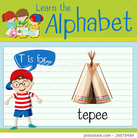 Flashcard letter T is for teepee 26078499