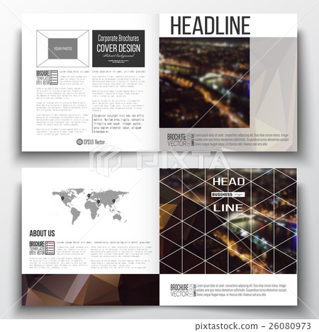 Set of square design brochure template. Dark 26080973