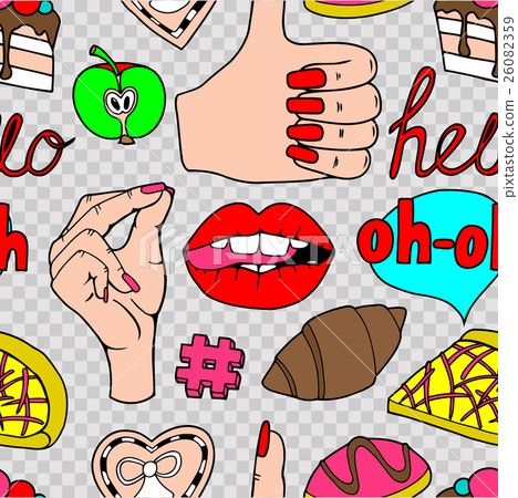 Seamless pattern with fashion patch badges Seamless pattern with fashion patch badges 26082359
