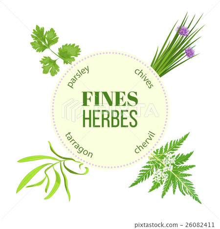 Fines herbes round emblem Fines herbes round emblem 26082411