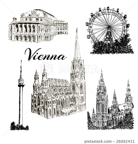 Vienna - hand drawn bildings collection 26082431