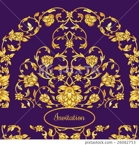 Floral decorated invitation card with antique 26082753
