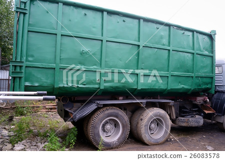Russian garbage truck kamaz on a dump Russian garbage truck kamaz on a dump 26083578