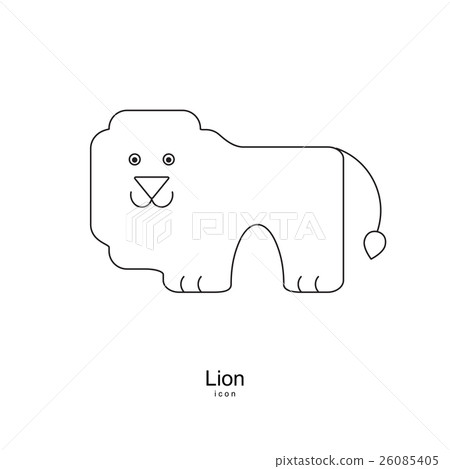 Lion logo icon in thin line style. Dark on light 26085405