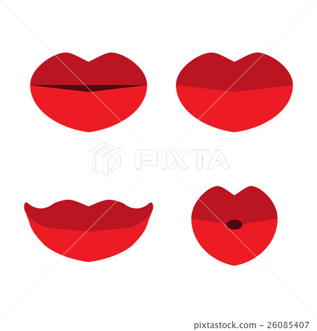 Set of red lips isolated on white background 26085407