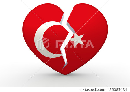 Broken white heart shape with Turkey flag 26085484