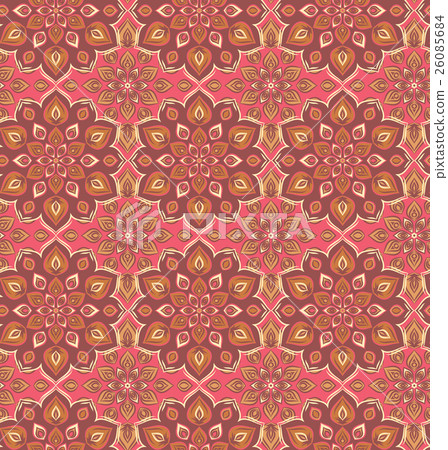 Seamless hand drawn mandala pattern. . 26085684