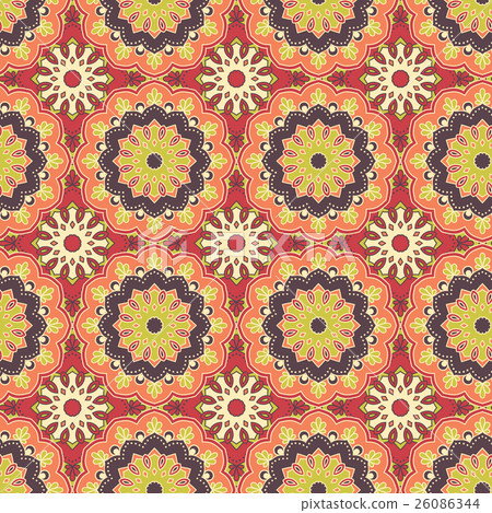 Seamless hand drawn mandala pattern. Seamless hand drawn mandala pattern. 26086344