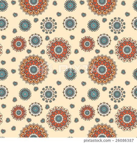 Seamless hand drawn mandala pattern Seamless hand drawn mandala pattern 26086387