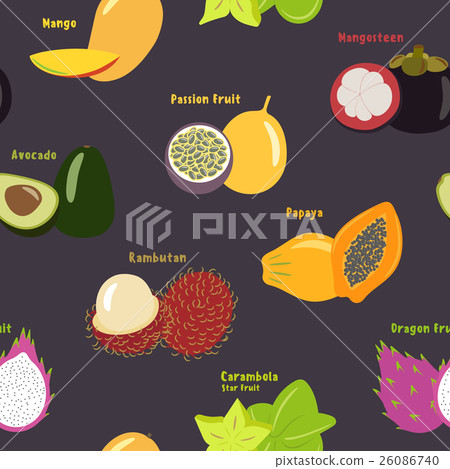 Seamless pattern of exotic tropical fruits 26086740