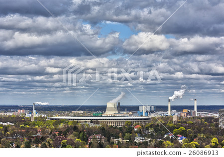 HDR shot of berlin skyline with power plant HDR shot of berlin skyline with power plant 26086913