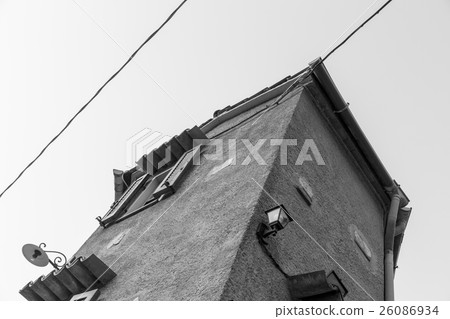 black and white shot of an italian house black and white shot of an italian house 26086934
