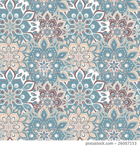 Seamless hand drawn mandala pattern. - Stock Illustration [26087153 ...