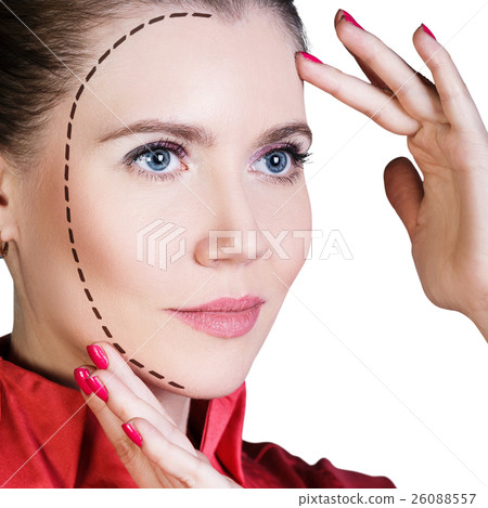 Beautiful woman with arrows on her face. Beautiful woman with arrows on her face. 26088557