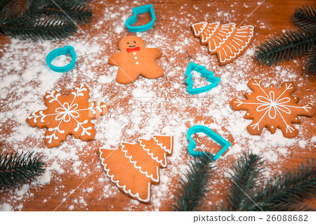 Christmas cookies, cookie cutters with branch fir Christmas cookies, cookie cutters with branch fir 26088682
