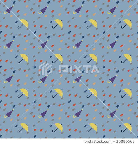 Rain drops and umbrella seamless pattern - Stock Illustration [26090565 ...
