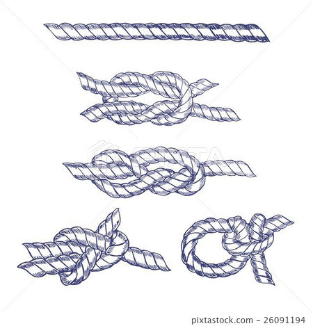 Sea Knot Rope Hand Draw Sketch. Vector 26091194