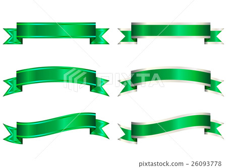 Ribbon banner edge green - Stock Illustration [26093778] - PIXTA