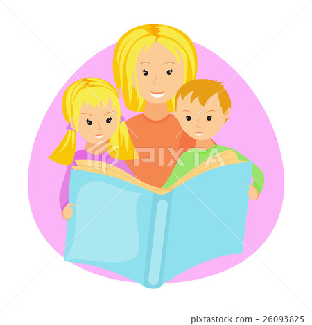 Mother reading book to her children Mother reading book to her children 26093825