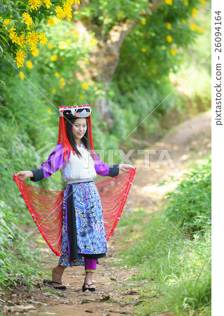 Happy beautiful asian Lahu tribe girl . Happy beautiful asian Lahu tribe girl . 26094164