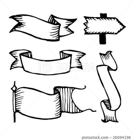 Vector hand drawn sketch ribbons 26094196