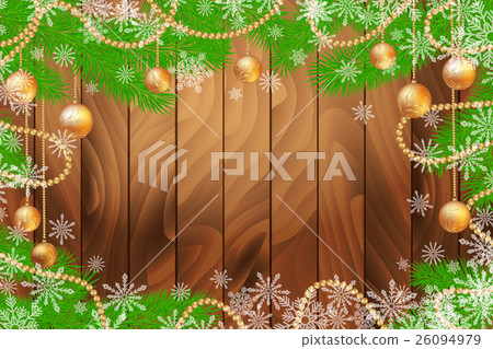 Christmas wooden background with fir tree and Christmas wooden background with fir tree and 26094979