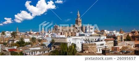 Panorama of Giralda and Seville Cathedral, Spain 26095657