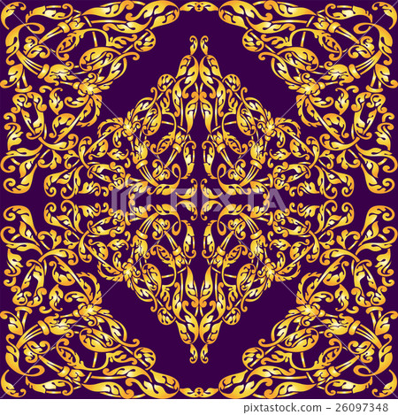 Vector seamless pattern with vintage gold luxury - Stock Illustration ...