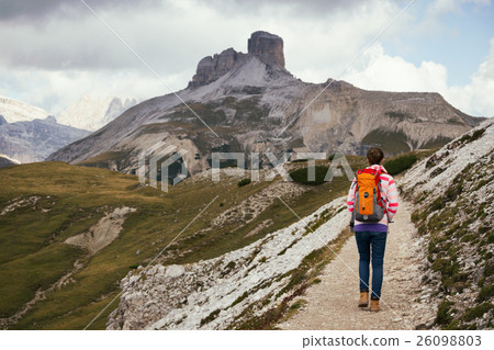 tourist girl at the Dolomites tourist girl at the Dolomites 26098803
