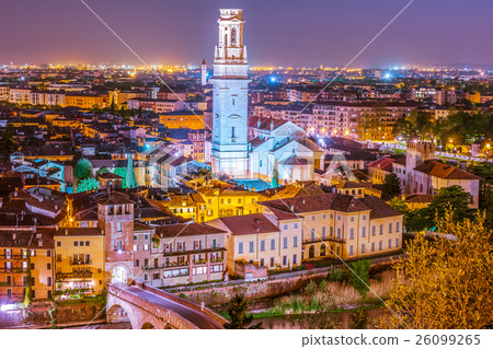 Aerial view of Verona. Italy. Beautiful sunset 26099265