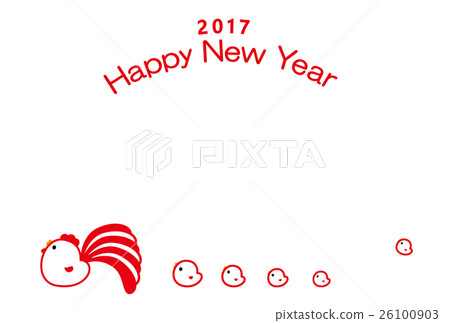 New Year cards 2017 HappyNewYear chicken roots year red and white tails 26100903