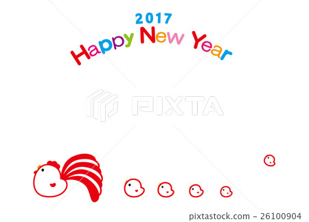 New Year cards 2017 HappyNewYear chicken roots year red and white tails New Year cards 2017 HappyNewYear chicken roots year red and white tails 26100904