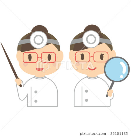 Dentist hygienist red wearing glasses Description and expansion 26101185