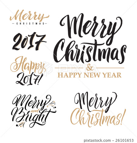 Merry Christmas AND Happy New Year Calligraphy Set 26101653