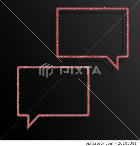 Frame Red Sequins Speech Bubble. Sparkle, Stars. 26103081