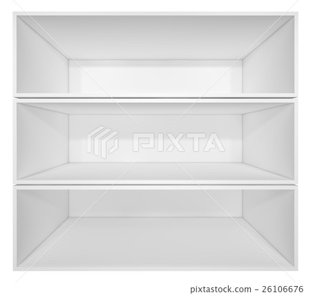 Empty white bookshelf 26106676