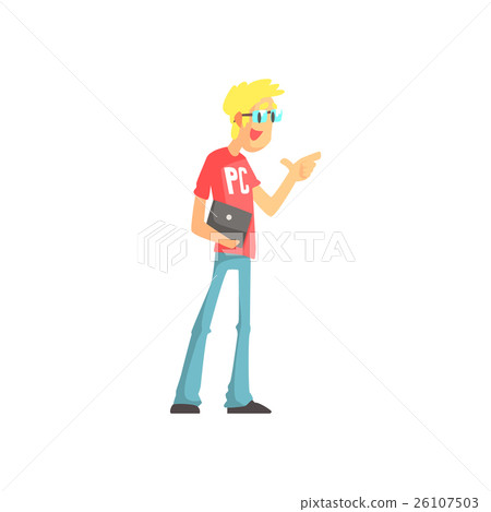 Programmer Talking Holding A Lap Top Funny Programmer Talking Holding A Lap Top Funny 26107503