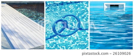 Collage close-up maintenance of a private pool 26109026